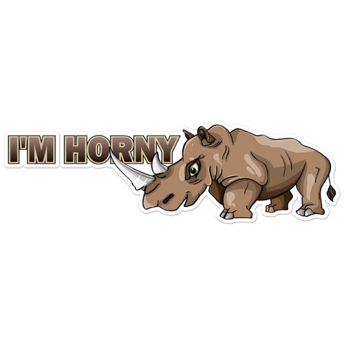Horny rhino vinyl decal - -,