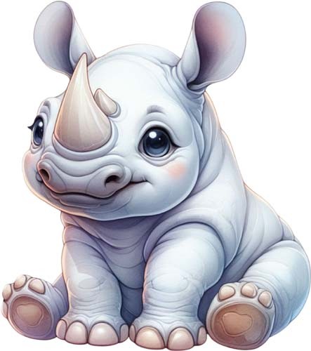 Colourful baby rhino - colourful,