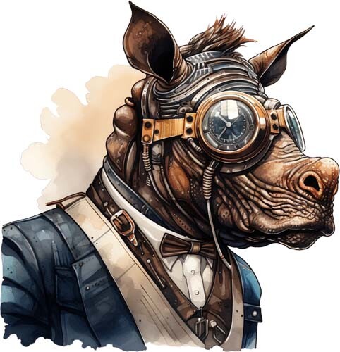 Steampunk rhino wall art - steampunk,