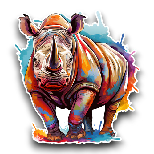 Rhino rhinoceros watercolour - rhino,