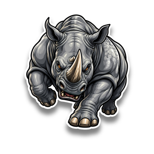 Angry rhino cartoon animal - angry,
