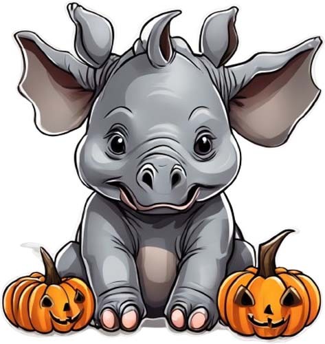 Halloween baby rhino wall art - baby,