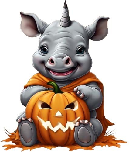 Colour halloween baby rhino - halloween,