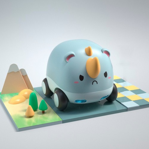 Cute cartoon rhino - rhino, inertia