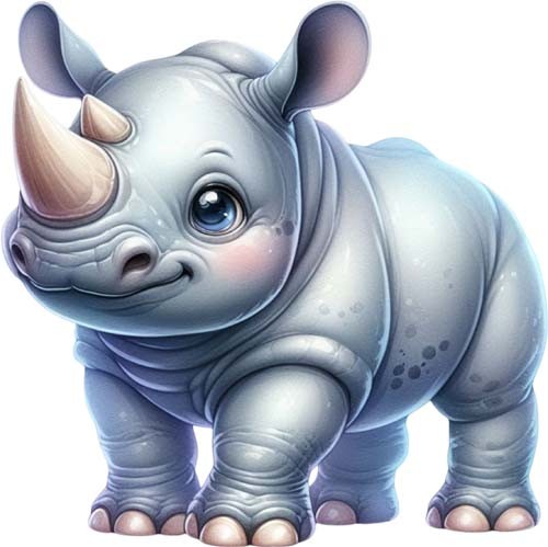 Colourful baby rhino wall - colourful,