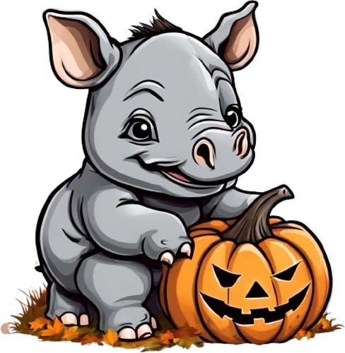 Halloween baby rhino wall - halloween,