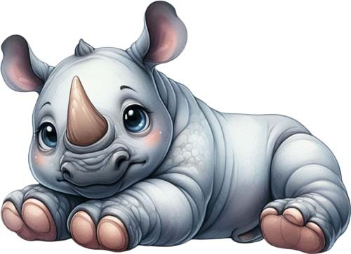 Colourful baby rhino - baby, wall