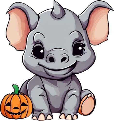 Colour halloween baby rhino - colour,