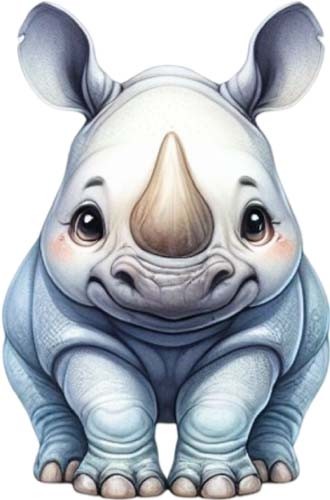 Colourful baby rhino wall - wall, art