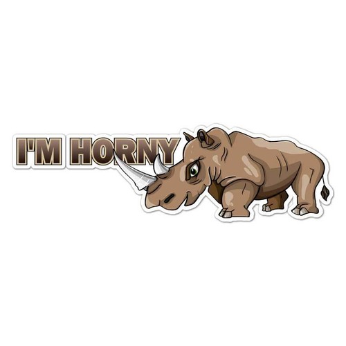 Horny rhino vinyl decal - horny, rhino,