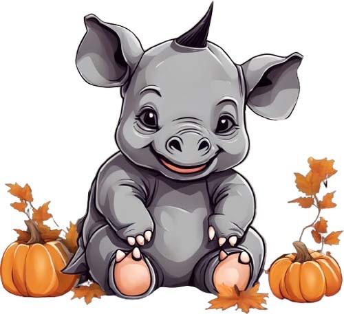 Colour halloween baby rhino - colour,