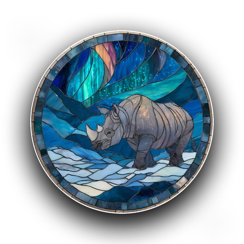 Rhino animal northern lights - rhino,