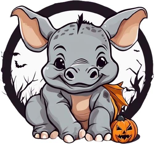 Colour halloween baby rhino - halloween,