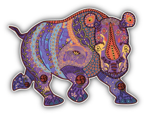 Cheerful rhino car bumper - rhino,