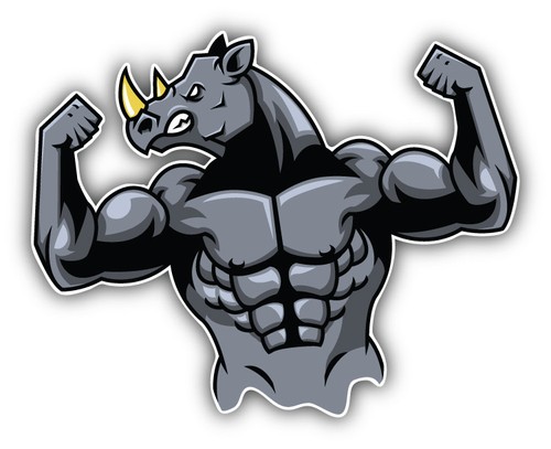 Muscular rhino mascot car - muscular,