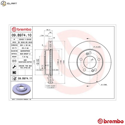 Brake disc b974 11 - 2x,