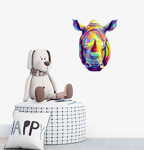 Cute rhino wall - art, bedroom