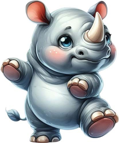 Colourful baby rhino - colourful,