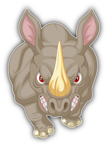 Rhino angry cartoon car bumper - cartoon,