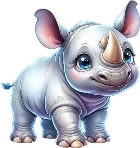 Colourful baby rhino wall art - rhino,