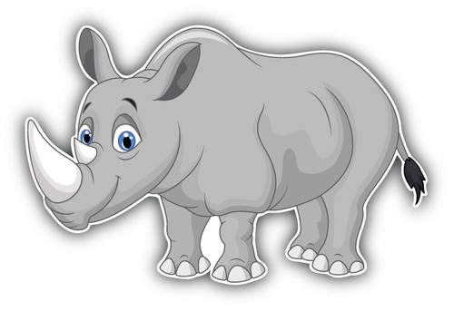 Cute rhino cartoon car bumper - cartoon,