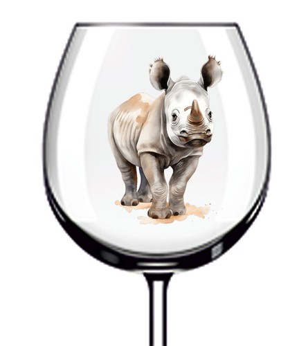 12x rhino animal vinyl sticker - 12x,