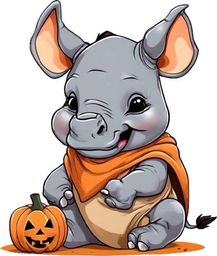 Halloween baby rhino - rhino, art