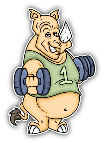 Rhino gym cartoon car bumper - rhino,