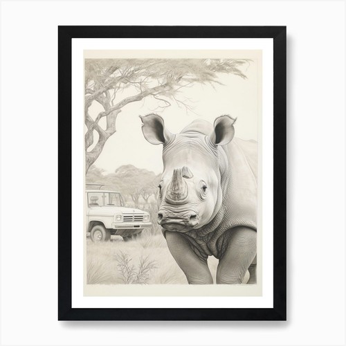 Rhino with safari car art - with,