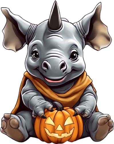 Halloween baby rhino wall - rhino, art