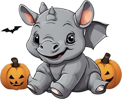 Halloween baby rhino wall art - baby,