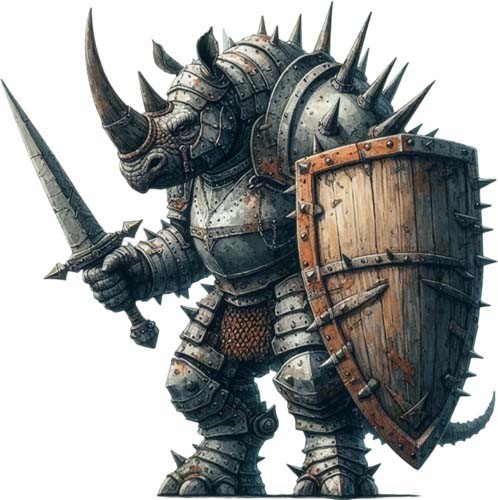 Colourful epic warrior - warrior, rhino