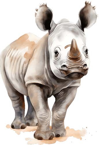Colour rhino animal - rhino, art
