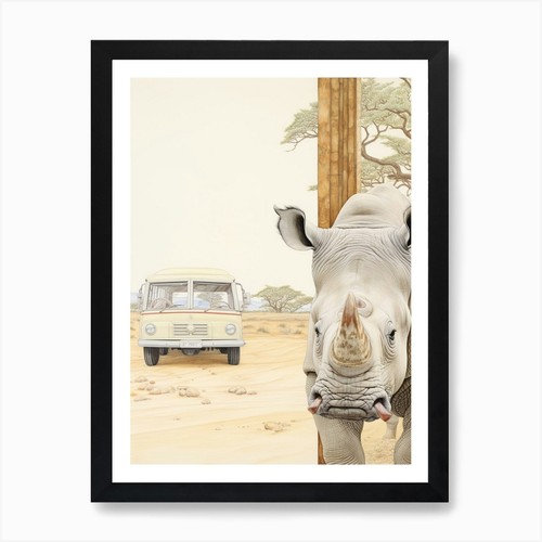 Rhino with safari car - a,