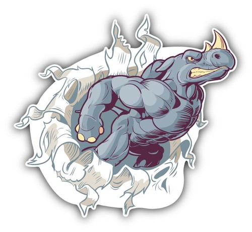 Angry rhino mascot - car, bumper