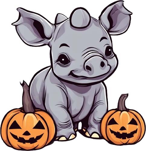 Halloween baby rhino wall - baby, art