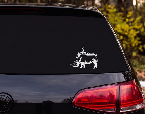 Tribal rhino silhouette flames - rhino,