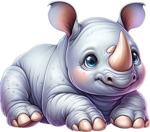 Colourful baby rhino wall - rhino,