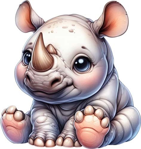 Colourful baby rhino wall art - colourful,