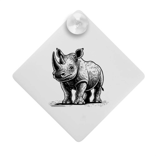 Happy baby rhino - rhino', window