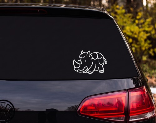 Cartoon rhino outline decal - rhino,