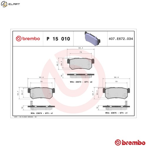 Brake pad set - disc, 15