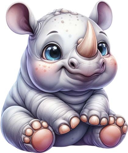 Colourful baby rhino wall - colourful,