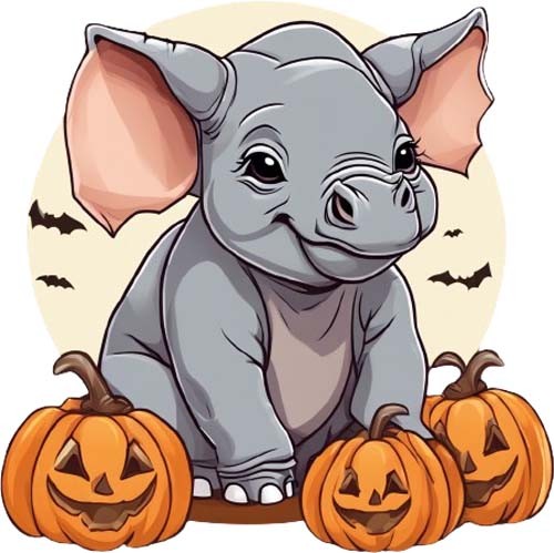 Colour halloween baby rhino - colour,