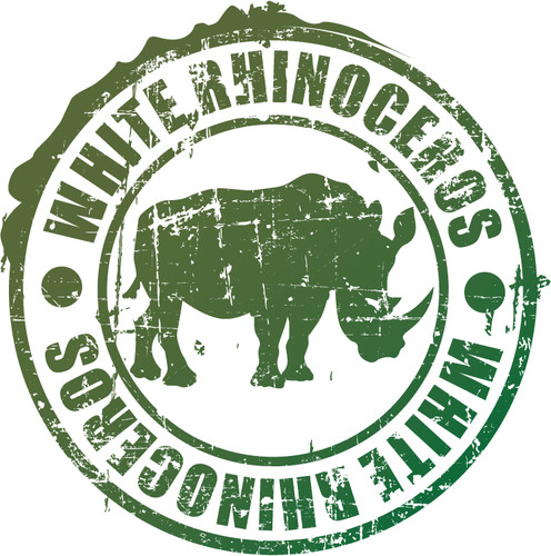 White rhinoceros animal green - white,