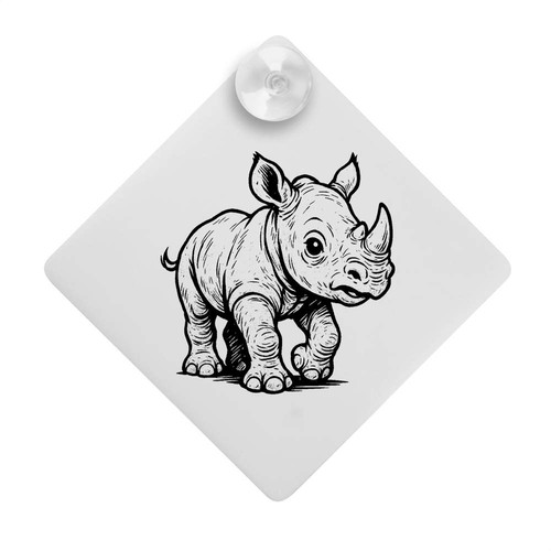 Baby rhino car window sign - 'baby, rhino'