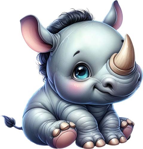 Colourful baby rhino wall - baby,
