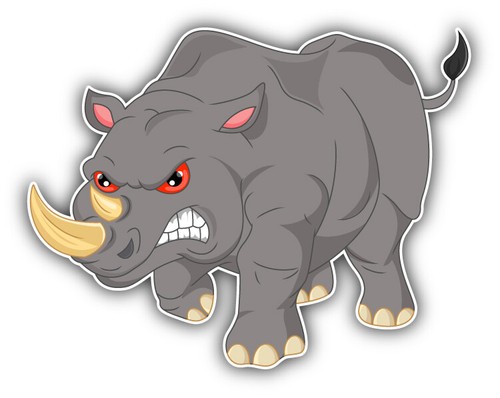 Angry rhino cartoon car bumper - rhino,