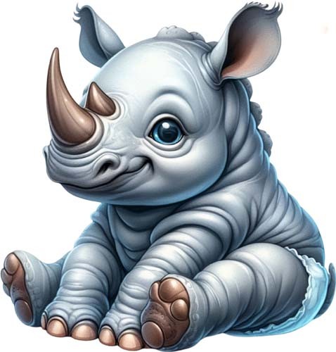 Colourful baby rhino - baby, art