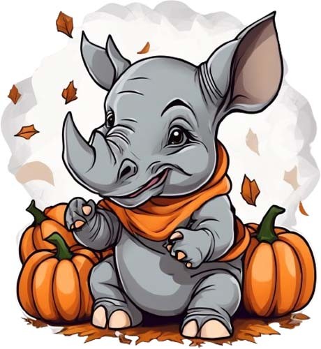 Colour halloween baby rhino - halloween,